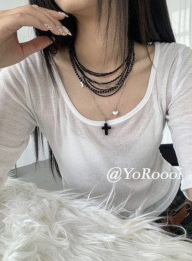 YoRoooi复古多层黑色项链吊坠