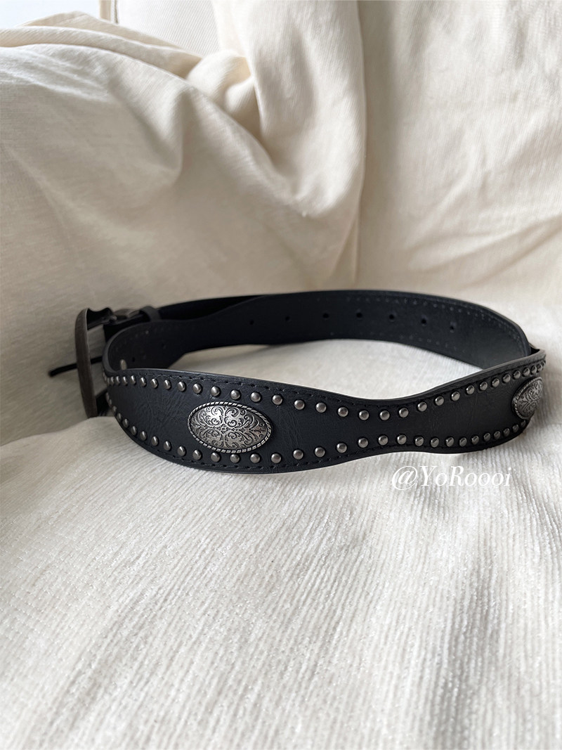 YoRoooi 超百搭复古朋克铆钉针扣皮带别致辣妹bi备宽边腰带配饰,服饰配件/皮带/帽子/围巾,腰带/皮带/腰链,淘宝优惠券,粉丝福利购,淘宝优惠卷