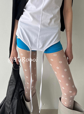 YoRoooi 韩系ins博主同款春夏大波点白色透气长款丝袜打底袜连裤