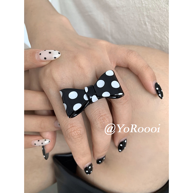YoRoooi韩系波点蝴蝶结戒指指环