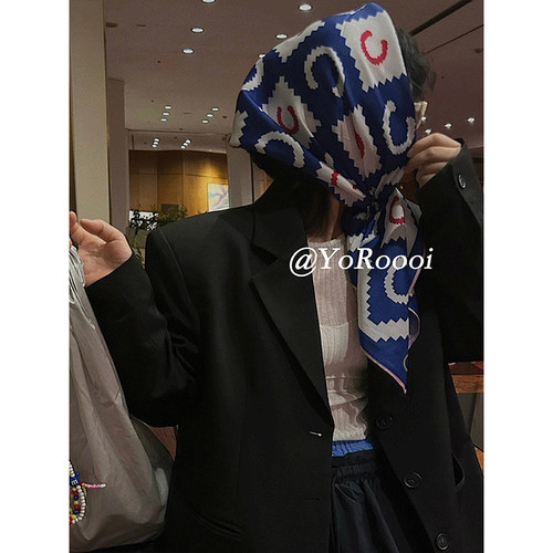 印花斜纹高级感方巾头巾丝巾女
