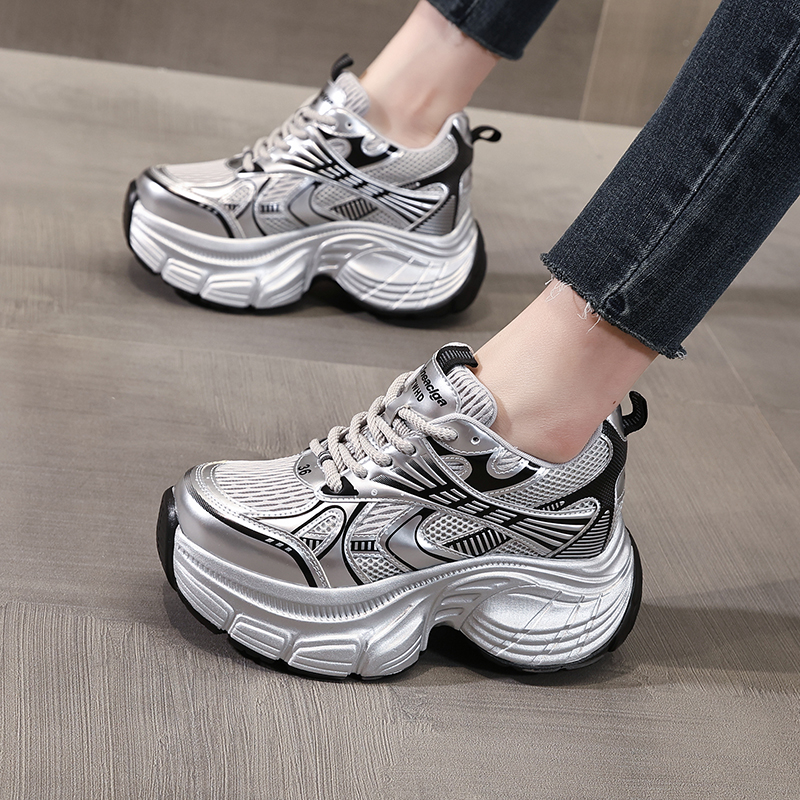 厚底老爹鞋女内增高小个子