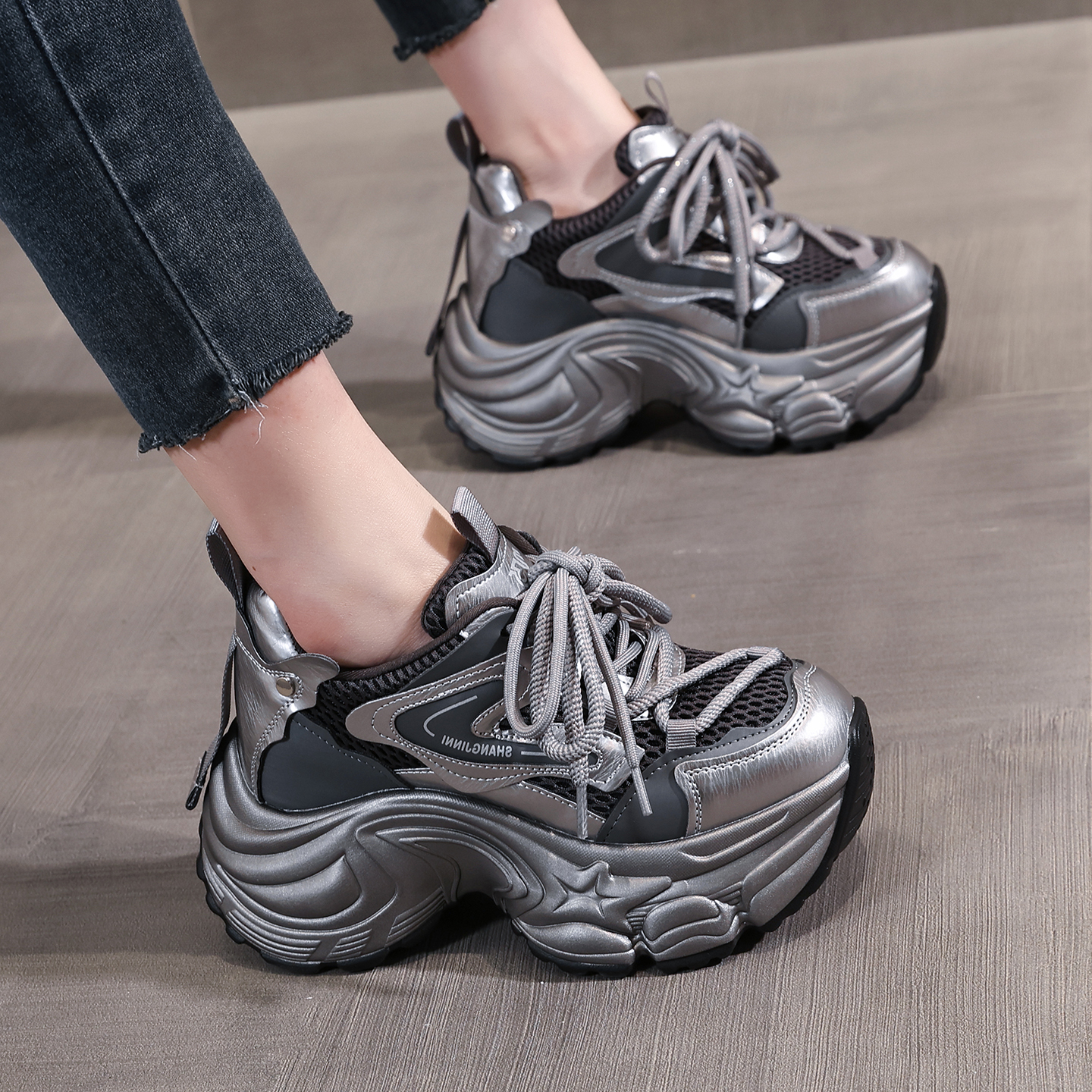 小个子老爹鞋女内增高运动休闲鞋