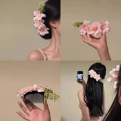 早春款粉色樱花花朵发梳
