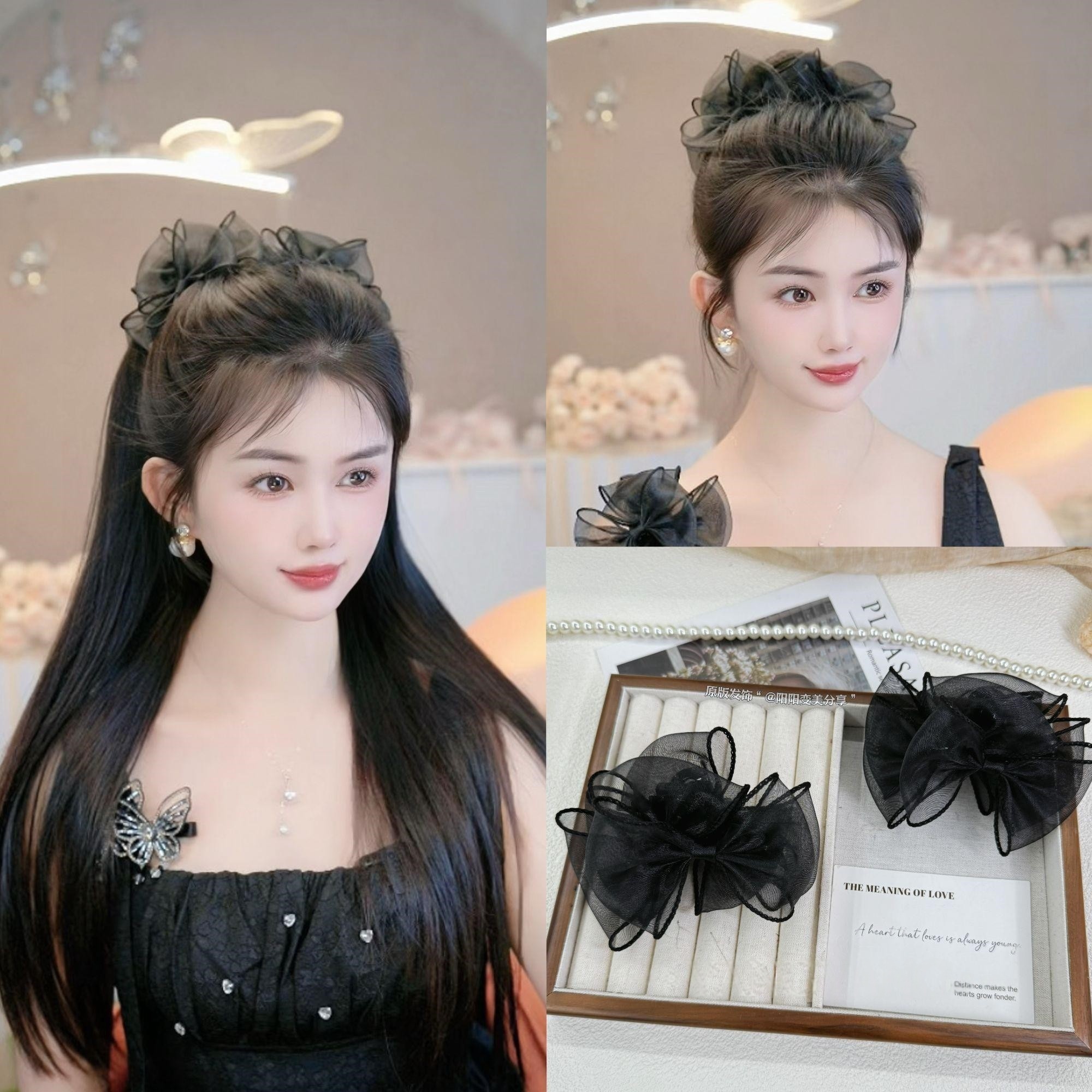 多层网纱蝴蝶结泡泡纱抓夹7cm