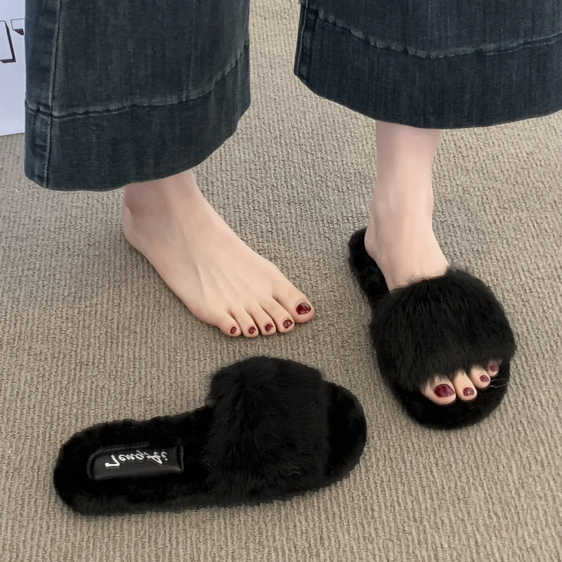 法式平底毛毛拖鞋女外穿2025新款秋冬季网红高级感懒人一字棉拖鞋,女鞋,毛毛鞋,淘宝优惠券,粉丝福利购,淘宝优惠卷
