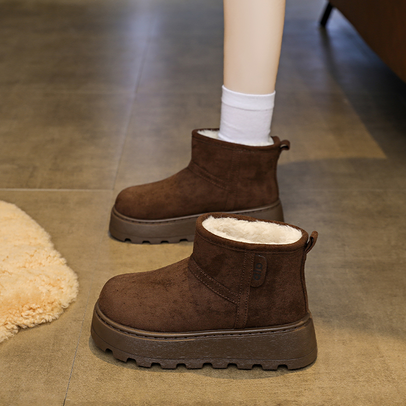 厚底增高雪地靴女2025冬季新款加绒毛毛面包鞋保暖东北大棉鞋棉靴