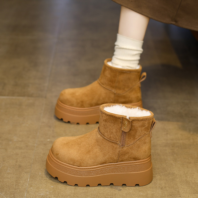 厚底增高皮毛一体雪地靴女款2025新款冬季勃肯短靴加绒保暖棉鞋子,女鞋,时尚雪地靴,淘宝优惠券,粉丝福利购,淘宝优惠卷