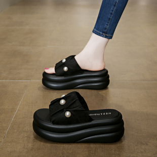 厚底增高凉拖鞋 女夏外穿2025新款 时尚 超火休闲高级感配裙子沙滩鞋