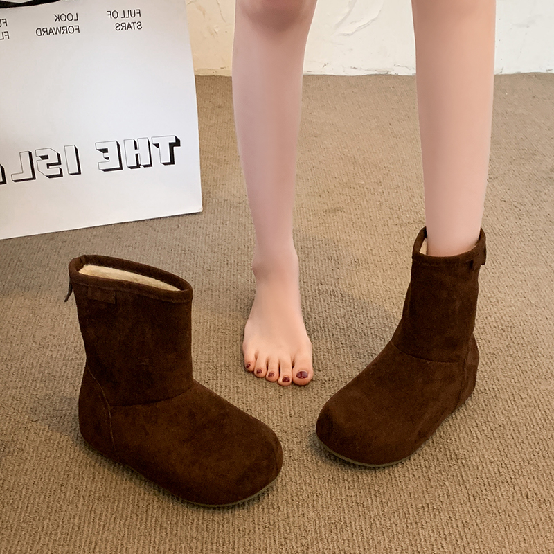 雪地靴女款2025新款冬季加绒加厚保暖棉鞋防滑皮毛一体中筒短靴子