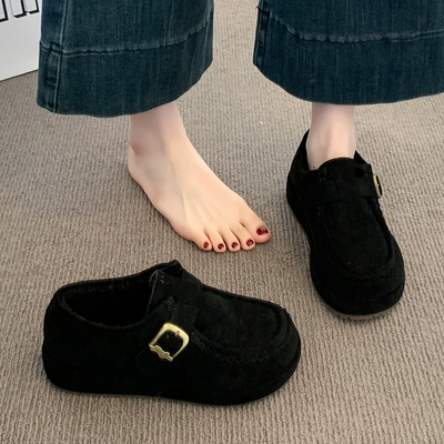 厚底内增高加绒全包勃肯鞋保暖一脚蹬豆豆棉鞋女2025新款冬雪地靴