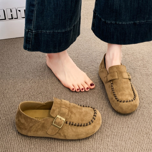 厚底内增高复古全包勃肯鞋女鞋子2025秋季新款一脚蹬豆豆博肯单鞋