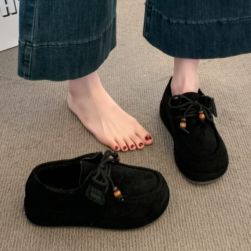 内增高厚底加绒全包勃肯鞋毛毛棉鞋女2025新款冬季雪地靴乐福鞋子