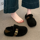 毛毛鞋女外穿棉鞋2025新款冬季雪地靴爆款一脚蹬豆豆鞋加绒女鞋子