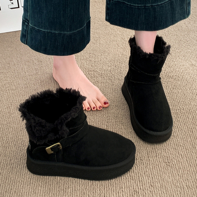 厚底增高皮毛一体雪地靴女2025冬季新款加绒加厚保暖棉靴毛毛棉鞋