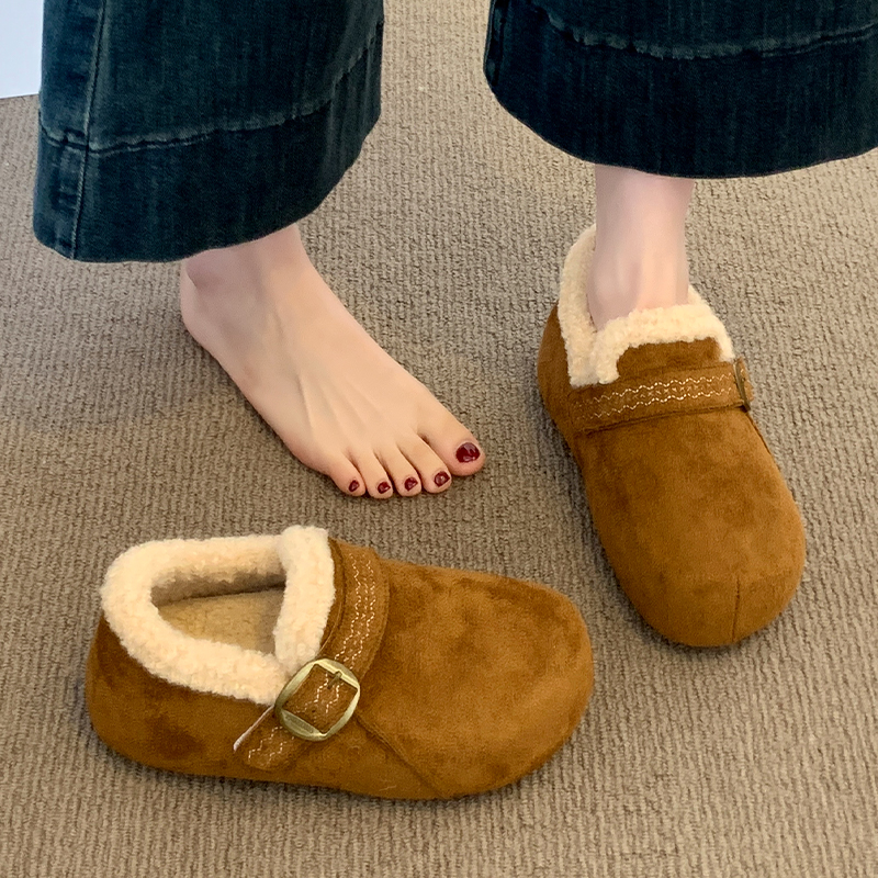 内增高厚底加绒勃肯鞋女毛毛女鞋2025新款冬季雪地靴博肯豆豆棉鞋