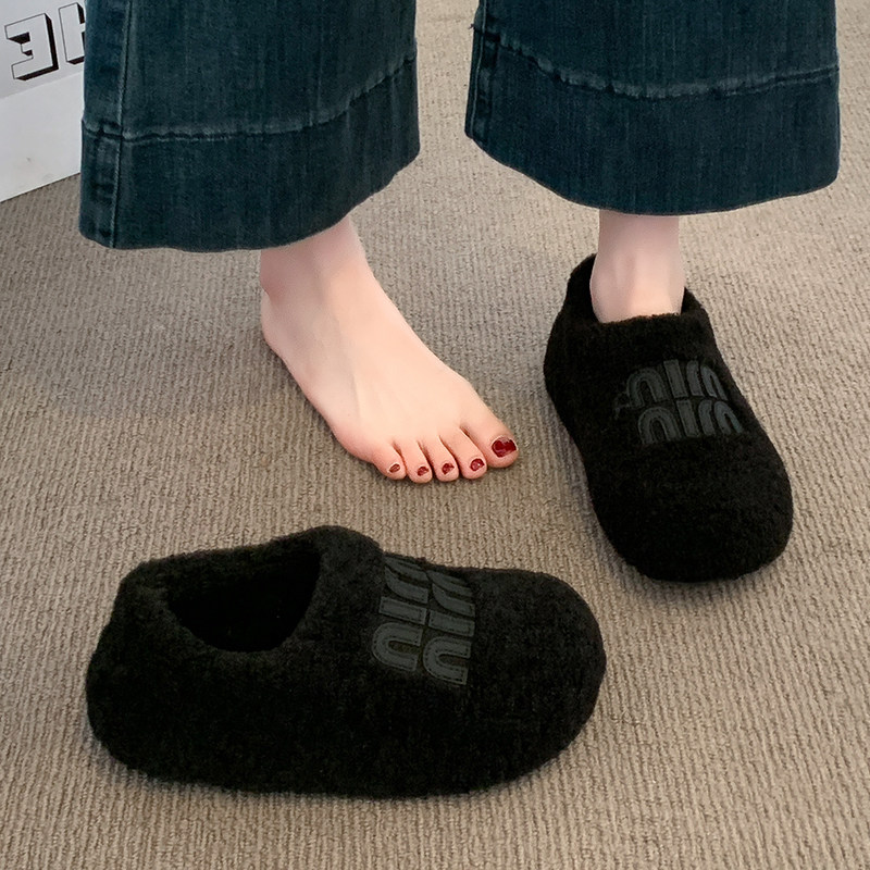 厚底毛毛鞋女外穿2025秋冬新款加绒雪地靴一脚蹬豆豆鞋东北大棉鞋,女鞋,时尚雪地靴,淘宝优惠券,粉丝福利购,淘宝优惠卷