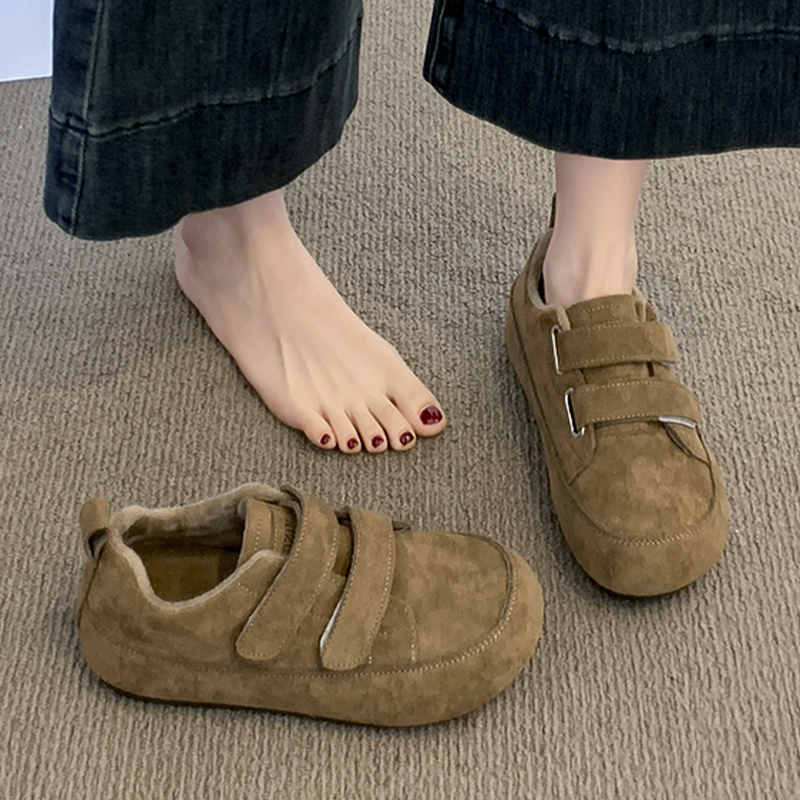 加绒德训鞋女2025冬季新款爆款雪地靴厚底复古勃肯鞋毛毛保暖棉鞋