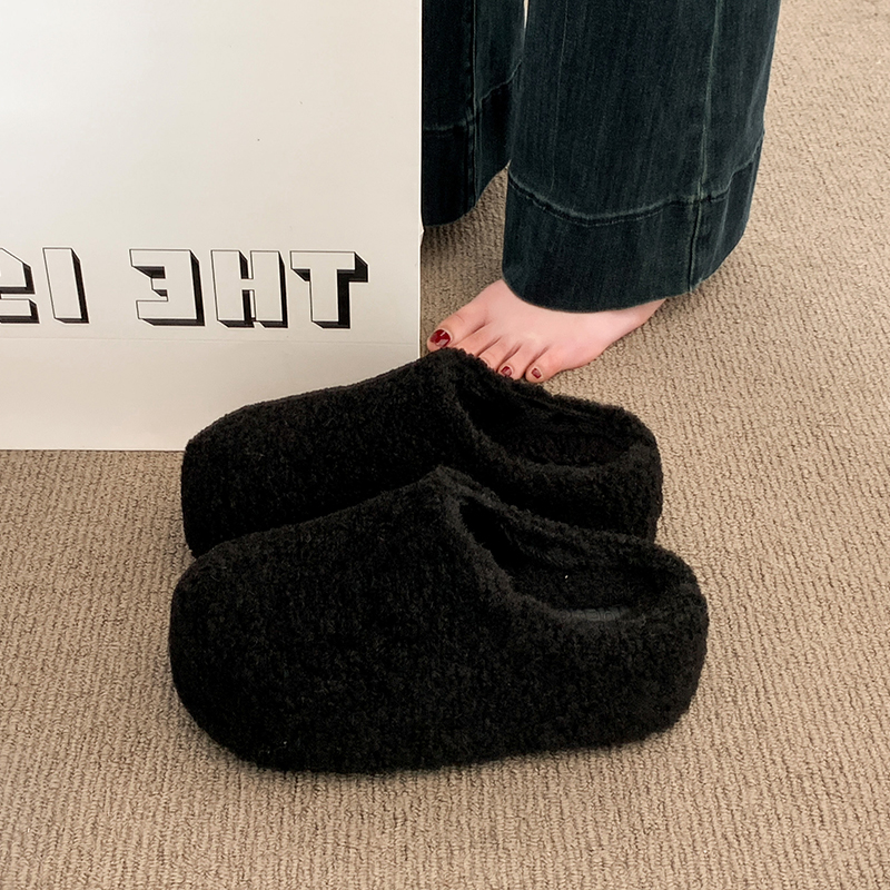 小个子增高厚底加绒勃肯鞋包头毛毛棉拖鞋女冬外穿2025新款雪地靴