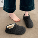 女2025冬季 新款 雪地靴一脚蹬毛毛鞋 厚底灰色加绒勃肯鞋 乐福棉鞋 子