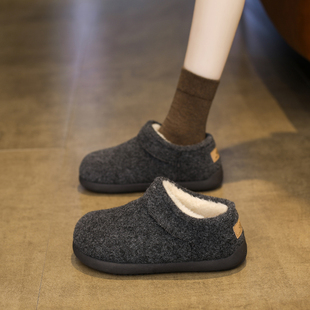 厚底雪地靴女鞋加绒加厚保暖2025新款毛毛鞋包头半拖棉拖鞋冬外穿