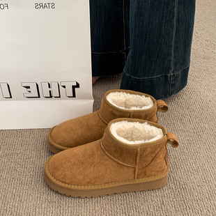 厚底雪地靴女款2025冬季新款毛毛勃肯鞋加绒短靴保暖东北大棉鞋子