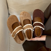 女2026春季 新款 花边软底浅口单鞋 厚底内增高勃肯鞋 配裙子玛丽珍鞋