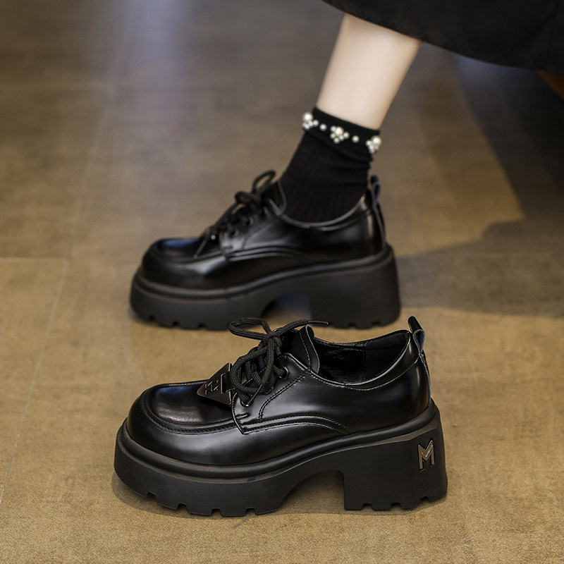 厚底小皮鞋女款2026春季新款配裙子增高单鞋百搭系带英伦风乐福鞋,女鞋,乐福鞋（豆豆鞋）,淘宝优惠券,粉丝福利购,淘宝优惠卷