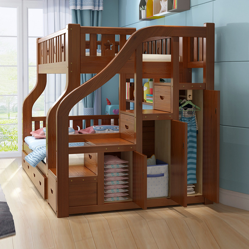 全实木两层上下床大人高低床双层床母子双人上下铺木床子母儿童床