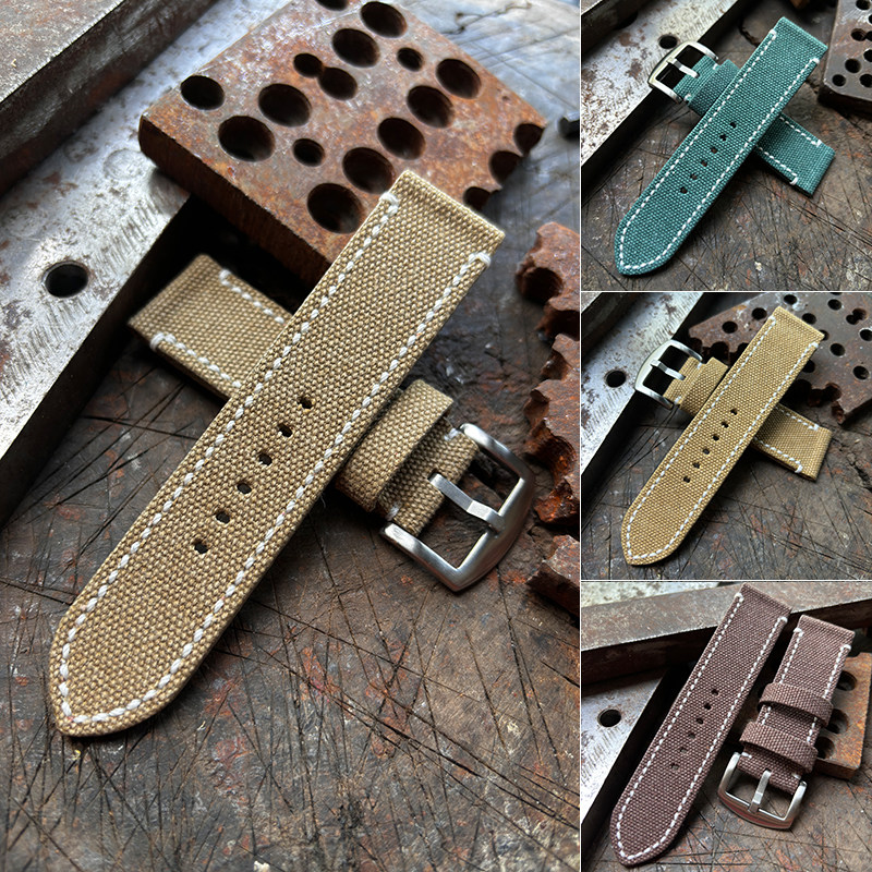 手工定制帆布表带纳海PAM1616 960 683 1312复古力时青铜大飞男,手表,配件,淘宝优惠券,粉丝福利购,淘宝优惠卷