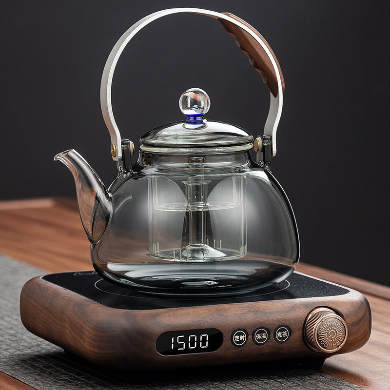 2025新款胡桃木电陶炉玻璃煮茶器