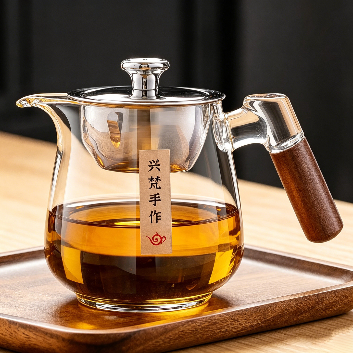 玻璃公道杯茶漏一体过滤分茶器图片