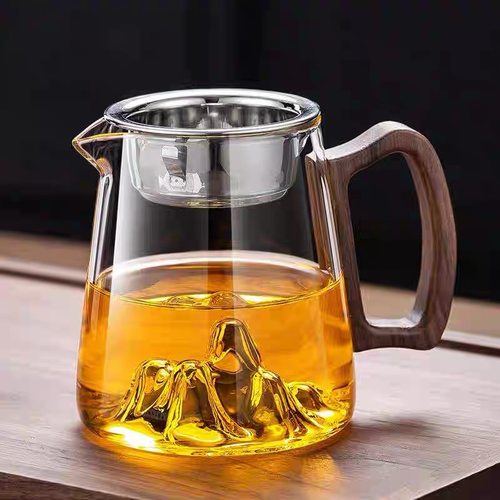 玻璃公道杯胡桃木实木分茶器公杯