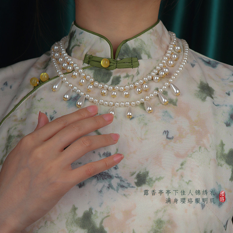 追师古风流苏珍珠璎珞女项链汉服配饰复古仿宋百搭款仙气少女唐风