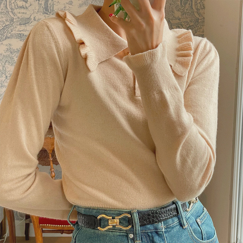 复古学院感翻领polo针织衫