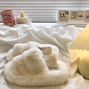 日本GP毛毛拖鞋女外穿2025秋冬季新款厚底仙女风高级感毛绒棉拖鞋