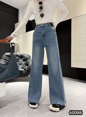 大码女装高品质加绒加厚牛仔裤2025冬季新款时尚百搭显瘦60086