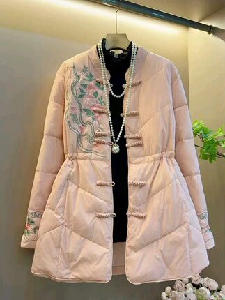 大码女装高品质加厚国风刺绣羽绒棉2025冬季新款时尚百搭显瘦2566