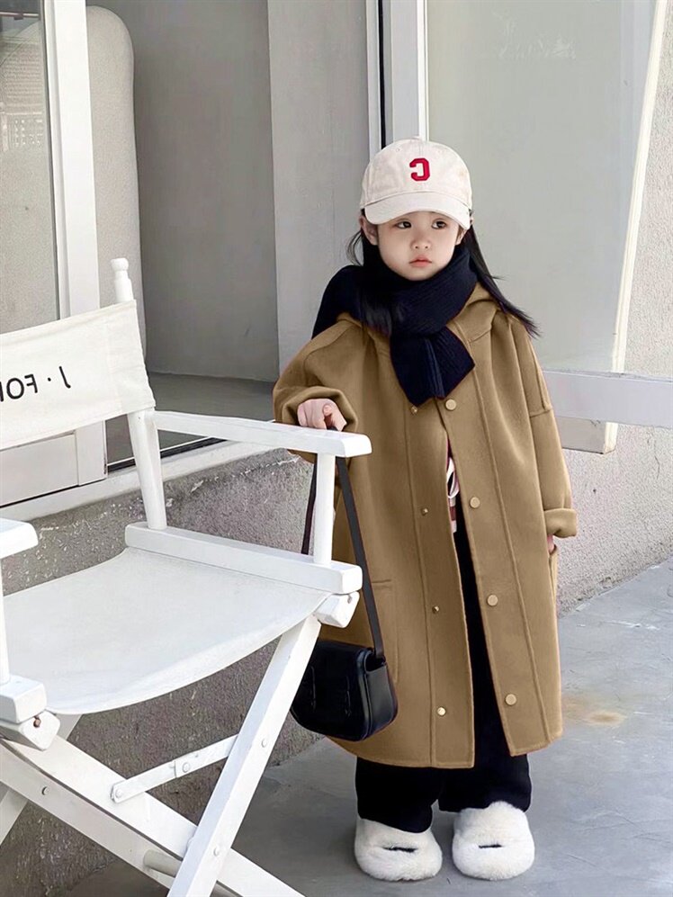 女童呢子大衣秋冬2026新款女大童双面羊绒中长款儿童洋气毛呢外套