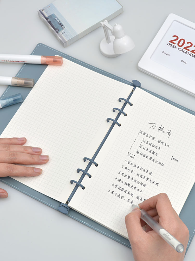 简约皮面a5a4b5活页夹手帐软面方格康奈尔简约文艺ins风不硌手6孔活页