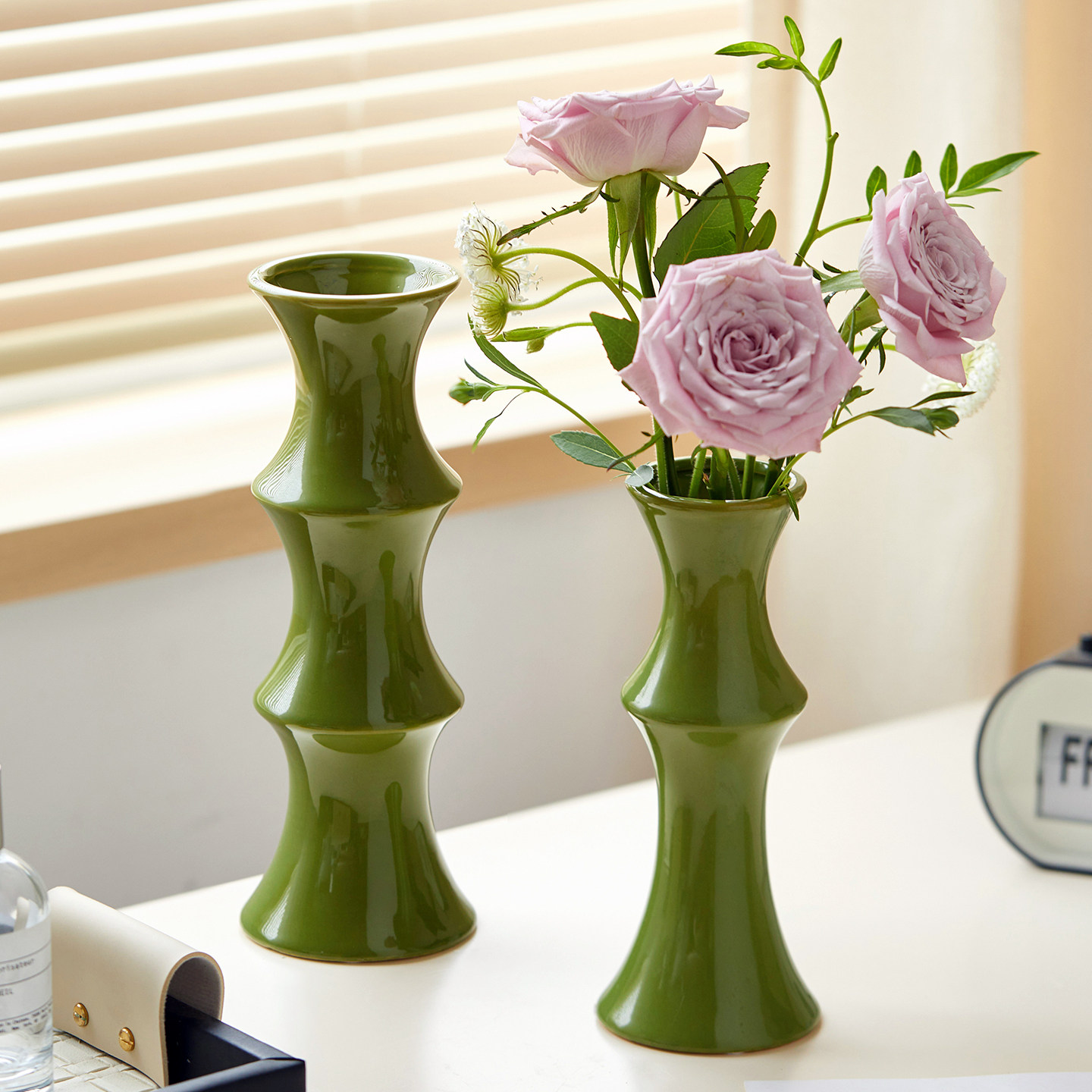 新中式复古竹节陶瓷花瓶水培插花客厅餐桌酒店装饰摆件高级感小众,鲜花速递/花卉仿真/绿植园艺,花瓶,淘宝优惠券,粉丝福利购,淘宝优惠卷