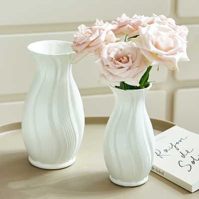 兰泽奶油风白色陶瓷花瓶水养插花