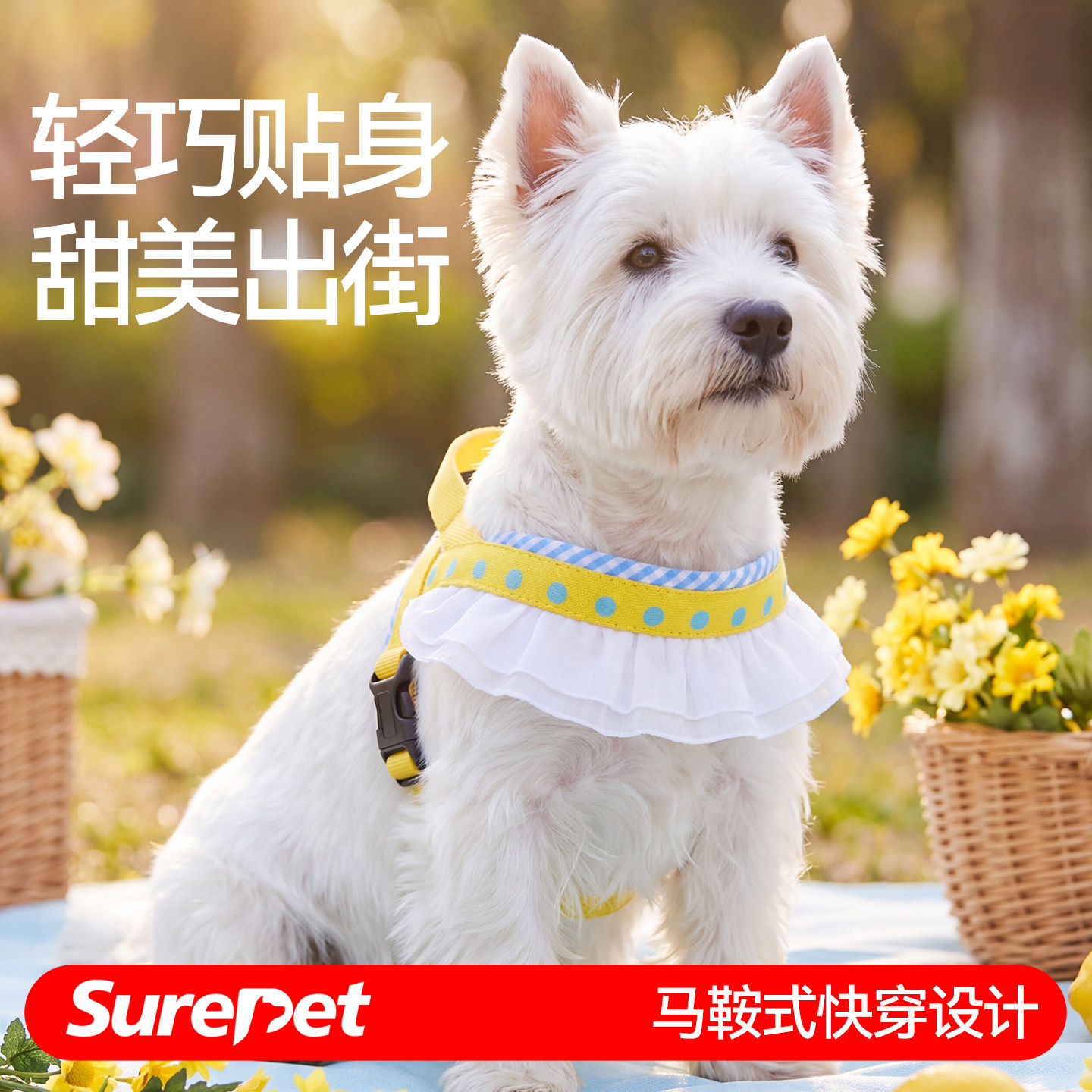 狗牵引绳宠物背带马鞍背心式防挣脱遛狗中小型犬比熊泰迪狗狗胸背