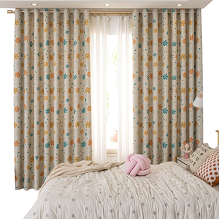 2025新款窗帘遮光卧室现代简约卡通儿童田园遮阳布出租房飘窗短帘