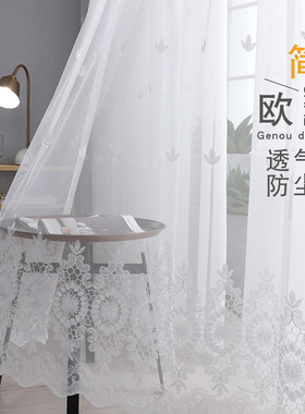 北欧简约ins2025新款窗帘纱帘白纱半遮光卧室客厅防蚊防尘飘窗纱