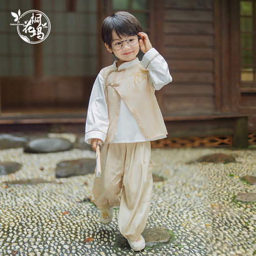 桐花坞男童春秋竹子刺绣汉服套装