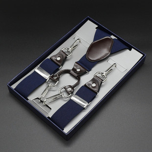 钩扣吊带胖人松紧防滑吊裤 男式 子背带男士 裤 带 挂钩背带夹成人西装