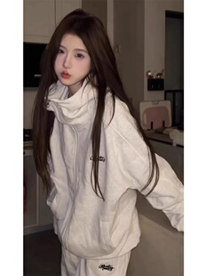卫衣运动套装女春秋季学生显瘦大码宽松休闲慵懒风两件套bf跑步服