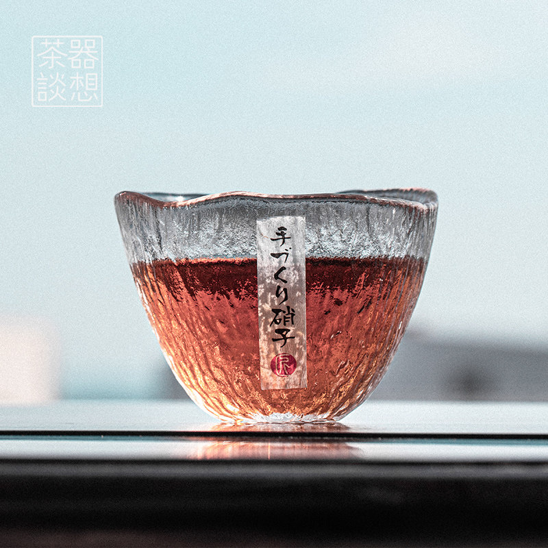 器想茶谈玻璃茶杯日式手工加厚品茗杯锤纹主人杯单杯个人杯茶具器