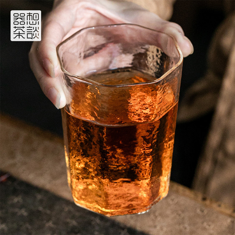 器想茶谈高透玻璃手工锤纹小茶杯图片